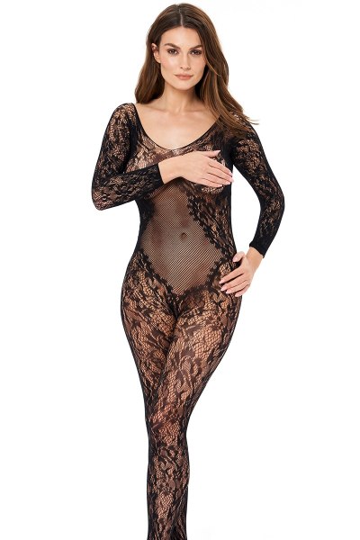 Floraler Langarm-Catsuit